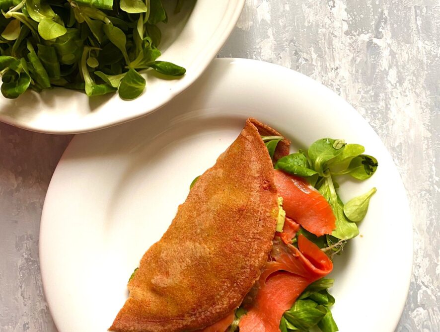 Crepes salate di salmone e rucola senza glutine